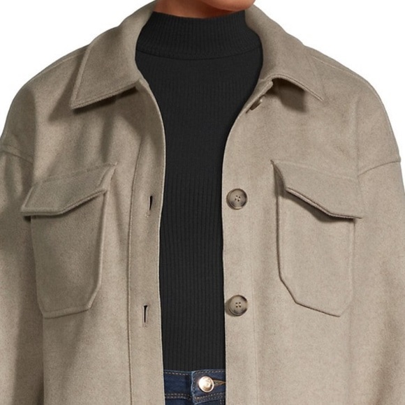 Avec Les Filles size M tan camel boxy button up long sleeve jacket shirt coat - Picture 3 of 12